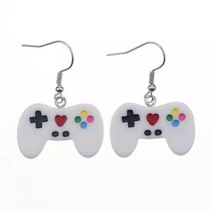🆕White Game Console Controller Charm Dangle Earrings